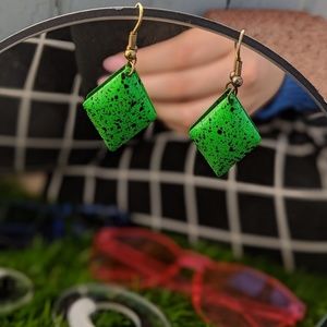 Green metal earrings